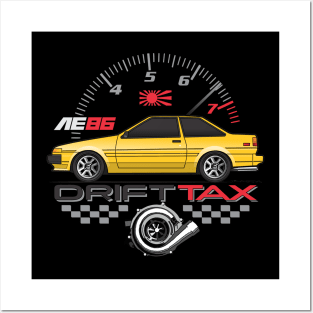 Yellow ae86-Drift Tax Posters and Art